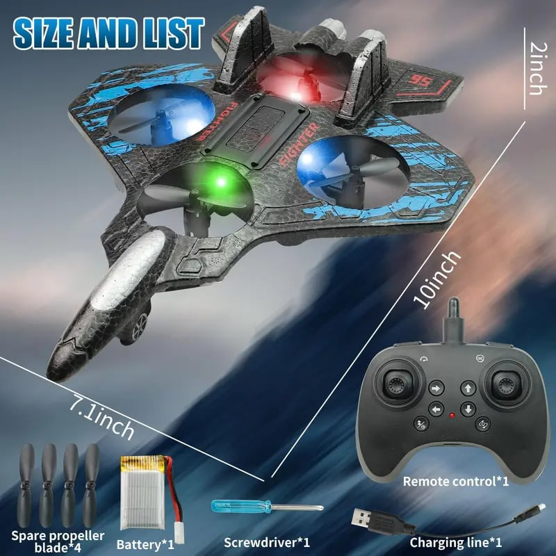 50% OFF 🎉🎉RC Stunt Fighter Jet Toy for Kids with 360° Flips & LED Lights